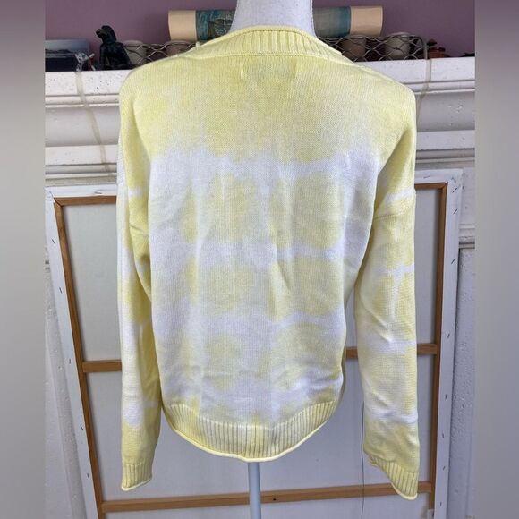 Elizabeth and James cotton sweater chunky boxy yellow& white print - Picture 2 of 10